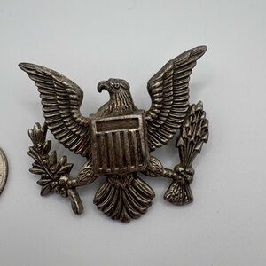 Vintage U.S. Army Officer Eagle Cap Badge – Screwback Insignia Military Emblem